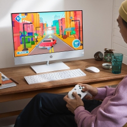 Комп'ютер персональний моноблок HP Pavilion 27" FHD IPS AG, Intel i5-13400T, 16GB, F512GB, NVD1650-4, WiFi, кл+м, DOS, білий 9D3Q9EA