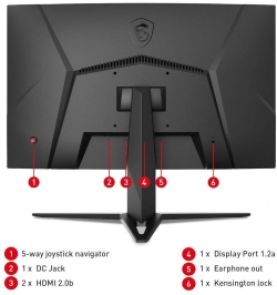 Монитор MSI 23.6" G24C4-E2 2xHDMI, DP, Audio, VA, 180Hz, 1ms, sRGB 112%, CURVED, AdaptiveSync 9S6-3BA01T-067