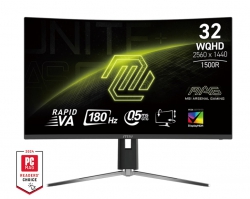 Монитор MSI 31.5" MAG 32CQ6PF 2xHDMI, DP, Audio, VA, 2560x1440, 180Hz, 0.5ms, sRGB 101%, CURVED, AdaptiveSync, HAS 9S6-3DC94M-010