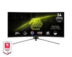 Монітор MSI 34" MAG 345CQR 2xHDMI, DP, VA, 3440x1440, 21:9, 180Hz, 1ms, sRGB 120%, CURVED, FreeSync, HAS 9S6-3DD14H-021