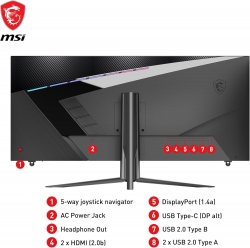 Монітор MSI 40" MAG401QR 2xHDMI, DP, USB-C, 2xUSB, Audio, IPS, 3440x1440, 21:9, 155Hz, 1ms, sRGB 118%, AdaptiveSync, HDR400 9S6-3EA54H-015