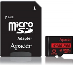 Карта памяти Apacer microSD  64GB C10 UHS-I R85MB/s + SD AP64GMCSX10U5-R