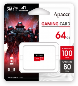 Карта памяти Apacer microSD  64GB C10 UHS-I U3 A1 R100/W80MB/s AP64GMCSX10U7-RAGC