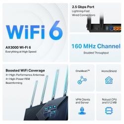 Маршрутизатор TP-LINK ARCHER AX55 PRO AX3000, 3xGE LAN, 1xGE WAN/LAN, 1x2.5GE WAN/LAN, 1xUSB 3.0, MESH ARCHER-AX55-PRO