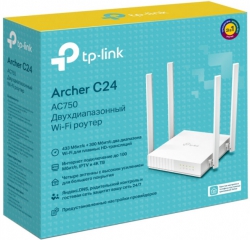 Маршрутизатор TP-LINK ARCHER C24 AC750, 4xFE LAN, 1xFE WAN ARCHER-C24