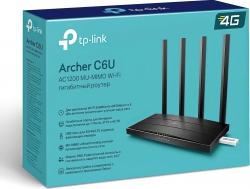 Маршрутизатор TP-LINK ARCHER C6U AC1200, 4xGE LAN, 1xGE WAN, 1xUSB, MESH ARCHER-C6U