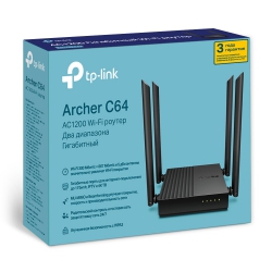 Маршрутизатор TP-LINK ARCHER C6 AC1200, 4xGE LAN, 1xGE WAN,  MESH ARCHER-C6