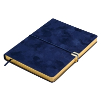 Щоденник недатований VELOUR, A5, синій, штуч.шкіра, 336 стор Buromax BM.20770-02