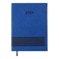 Дневник датированный 2026 PRESTIGE, A5, синий, штуч.кожа Buromax BM.21147-02