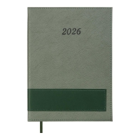 Дневник датированный 2026 PRESTIGE, A5, зеленый, штуч.кожа Buromax BM.21147-04