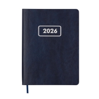 Дневник датированный 2026 MEMORY, A5, синий, штуч.кожа Buromax BM.21151-02