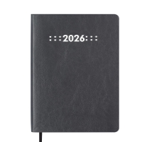 Дневник датированный 2026 MEMORY, A5, серый, штуч.кожа Buromax BM.21151-09