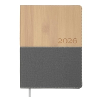 Щоденник датований 2026 CORAL, A5, сірий, штуч.шкіра Buromax BM.21155-09