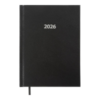 Щоденник датований 2026 STRONG, A5, чорний, штуч. шкіра Buromax BM.2129-01
