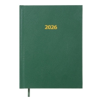 Щоденник датований 2026 STRONG, A5, зелений, штуч. шкіра Buromax BM.2129-04