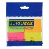 Блок для нотаток 38х51мм, 50арк., ассорті (4 шт в блістері), неон Buromax BM.2324-98