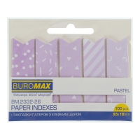 Закладки паперові PASTEL, з кл. шаром, 65x18 мм, 100 арк., бузкові Buromax BM.2332-26