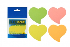 Блок для нотаток "Серце", 50 арк., асорті, неон Buromax BM.2362-99