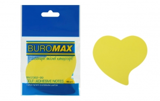 Блок для нотаток "Серце", 50 арк., асорті, неон Buromax BM.2362-99