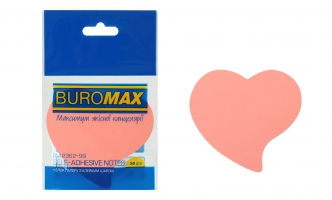 Блок для нотаток "Серце", 50 арк., асорті, неон Buromax BM.2362-99