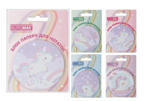 Блок для нотаток MAGIC UNICORN, з кл.шаром, діам. 70 мм, 30 арк Buromax BM.2381-73