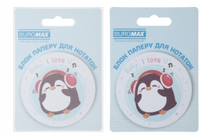Блок для нотаток PENGUIN, з кл.шаром, діам. 70 мм, 30 арк Buromax BM.2381-74