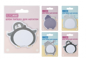 Блок для заметок FUNNY ANIMALS, с кл. слоем, 75х75 мм, 30 арк Buromax BM.2381-76