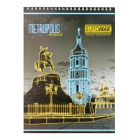 Блокнот на пружині зверху METROPOLIS, А-4, 48арк., клітинка, картонна обкладинка, синій Buromax BM.24445101-02