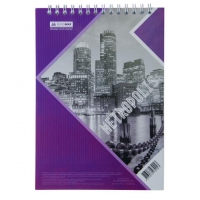 Блокнот на пружине сверху METROPOLIS, А-4, 48л., клетка, картонная обложка, Buromax фиолетовый BM.24445101-07