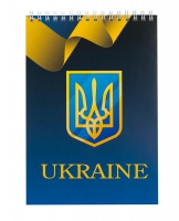 Блокнот на пружині зверху UKRAINE, А-5, 48л., клітка, картонна обкладинка, синій Buromax BM.24545104-02