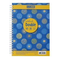 Книга для заметок DOUBLE А5, 96 л., Пружина, кл., Тв. лам. переплет, желтый Buromax BM.24571101-08