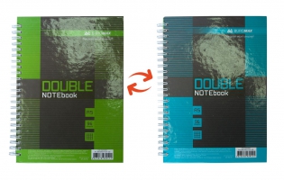 Книга для нотаток DOUBLE А5, 96 арк., пружина, кліт., тв. лам. палітурка, коричневий Buromax BM.24571101-25