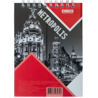 Блокнот на пружине сверху METROPOLIS, А-6, 48арк., Клетка, картонная обложка, красный Buromax BM.24645101-05