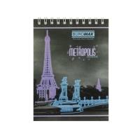 Блокнот на пружине сверху METROPOLIS, А-6, 48арк., Клетка, картонная обложка, фиолетовый Buromax BM.24645101-07