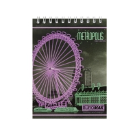 Блокнот на пружине сверху METROPOLIS, А-6, 48арк., Клетка, картонная обложка, салатовый Buromax BM.24645101-15