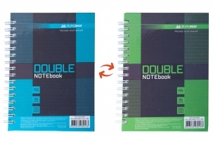Книга для нотаток DOUBLE А6, 96 арк., пружина, кліт., тв. лам. палітурка, коричневий Buromax BM.24671101-25