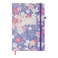 Книжка записна BLOSSOM, на гумці, А5, 80 арк., клітинка., офсет крем., тв.лам.обл., фіолетова Buromax BM.255122-07
