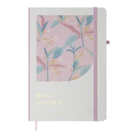 Книжка записна ESSENCE, на гумці, А5, 80 арк., клітинка., офсет крем., тв.лам.обл., біла Buromax BM.255124-12