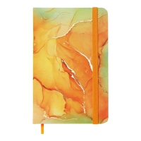 Книжка записна MARBLE, на гумці, А6, 80 арк., клітинка., офсет крем., тв.лам.обл., помаранчева Buromax BM.256101-11