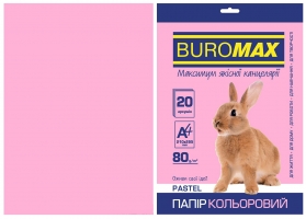 Бумага цветная А4, 80г/м2, PASTEL, розовый 20л. Buromax BM.2721220-10