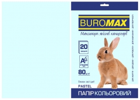 Бумага цветная А4, 80г/м2, PASTEL, голубой, 20л. Buromax BM.2721220-14