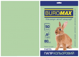 Бумага цветная А4, 80г/м2, PASTEL, св.-зеленый, 50л. Buromax BM.2721250-15