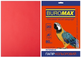 Бумага цветная А4, 80г/м2, INTENSIV, Красная, 20л. Buromax BM.2721320-05