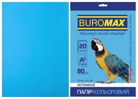 Бумага цветная INTENSIVE, св.-синий, 20 л., А4, 80 г/м2 Buromax BM.2721320-30
