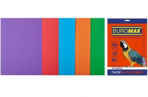 Набір кольорового паперу А4, 80г/м2, INTENSIV, 5кол., 50л. Buromax BM.2721350-99