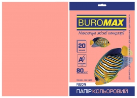 Папір кольоровий А4, 80г/м2, NEON, рожевий, 20л. Buromax BM.2721520-10