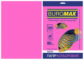 Бумага цветная А4, 80г/м2, NEON, малиновый, 20л. Buromax BM.2721520-29