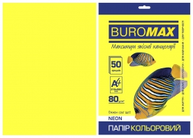 Бумага цветная А4, 80г/м2, NEON, желтый, 50л. Buromax BM.2721550-08