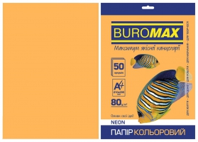 Бумага цветная А4, 80г/м2, NEON, оранжевый, 50л. Buromax BM.2721550-11