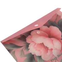 Папка конверт А5 на кнопке, PEONY ARABESKI, полупрозрачная, розовая Buromax BM.3919-10